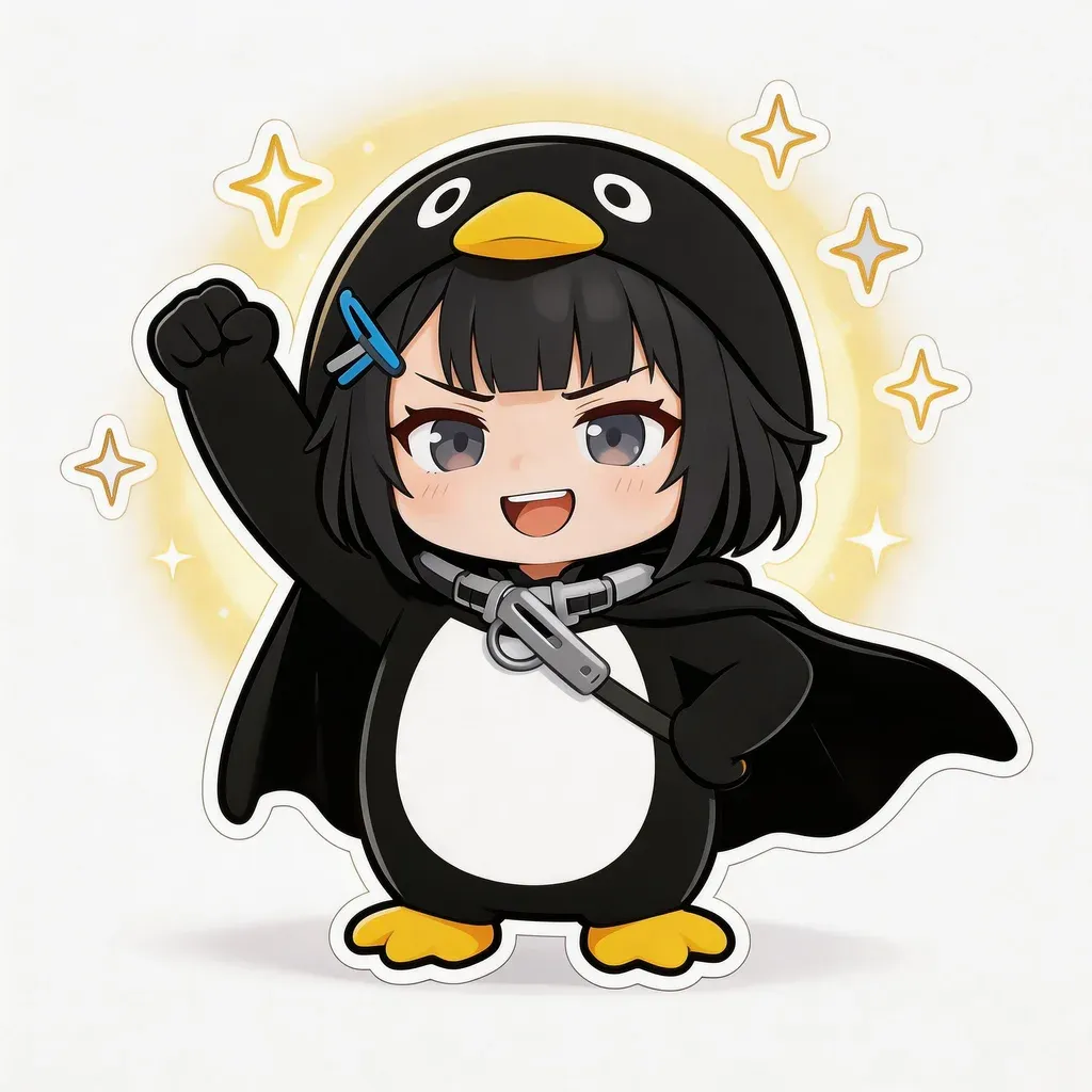 Gugu Gaga Penguin got-it meme — heroic pose with cape and fist raised triumphantly