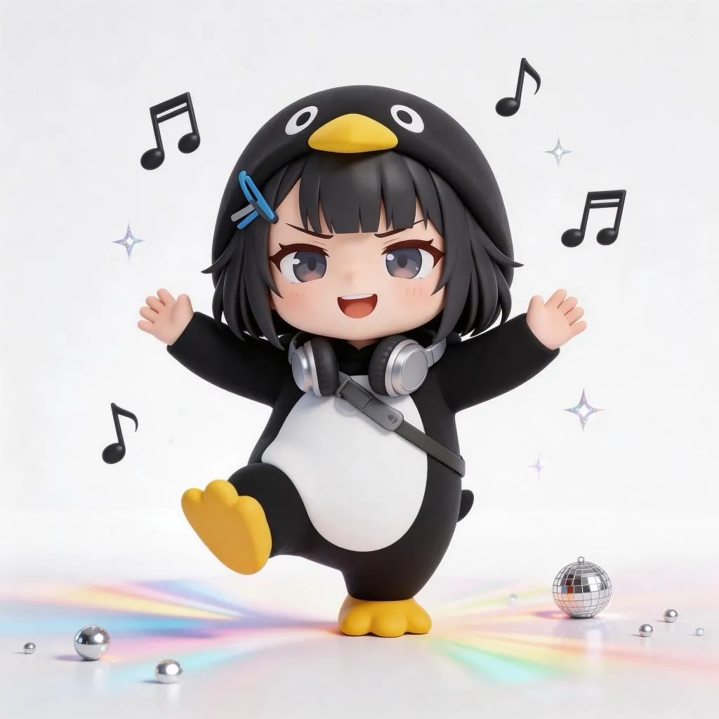 AI-generated gugugaga penguin: Dancing to Music