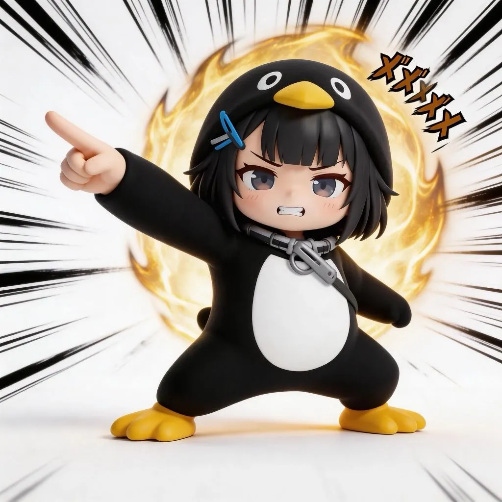 AI-generated gugugaga penguin doing JoJo dramatic pose