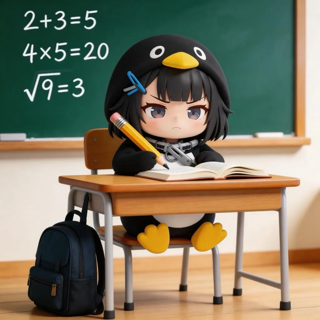 AI-generated gugugaga penguin: In School Classroom