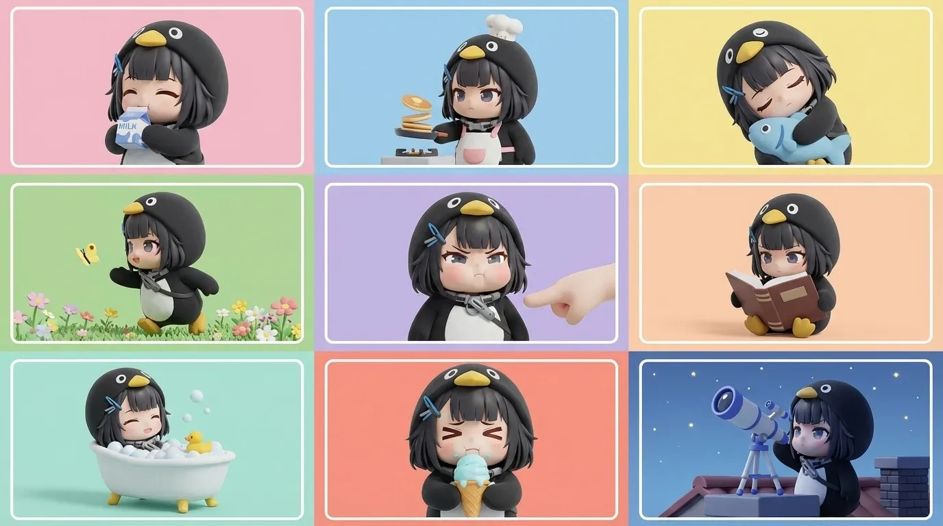 Gugugaga Penguin - multiple adorable scenes of the viral AI penguin meme