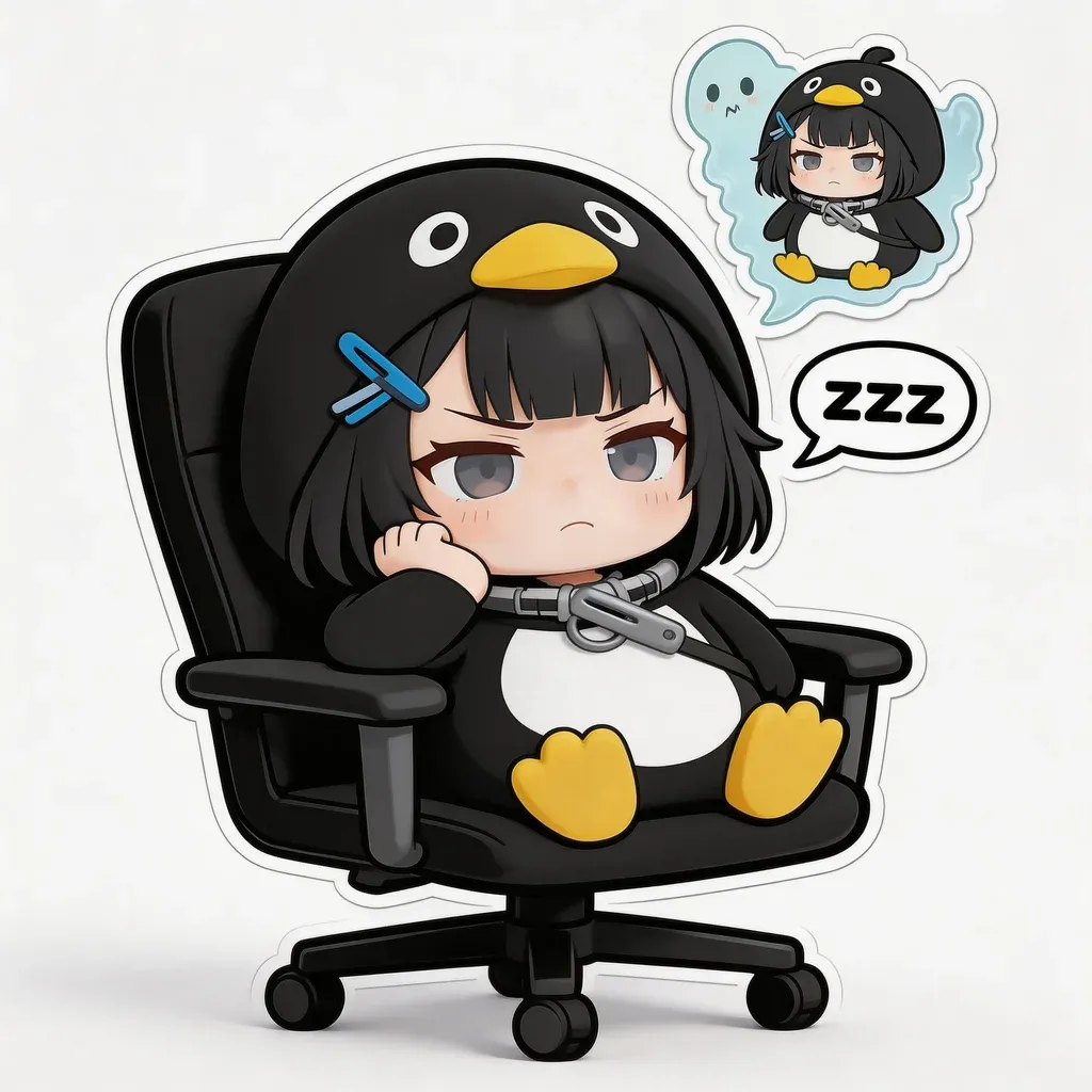 Gugu Gaga Penguin meeting meme — blank zombie eyes with soul floating out from boredom