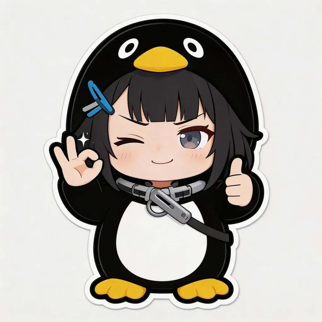 Gugu Gaga Penguin OK sticker — winking with OK hand gesture and thumbs up