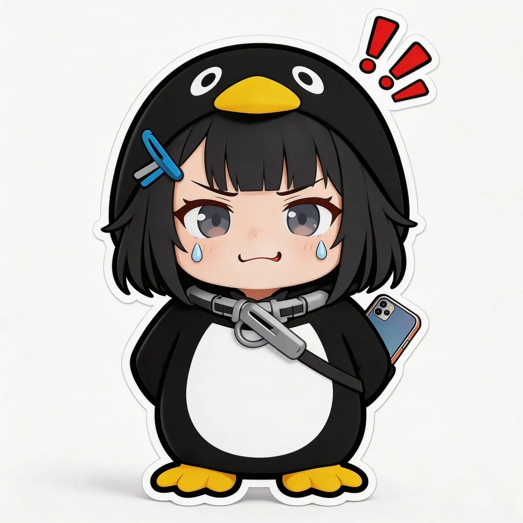 Gugu Gaga Penguin phone scrolling meme — lying on belly completely absorbed in smartphone