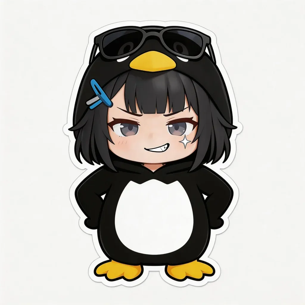 Gugu Gaga Penguin smug reaction meme — confident grin with hands on hips power pose
