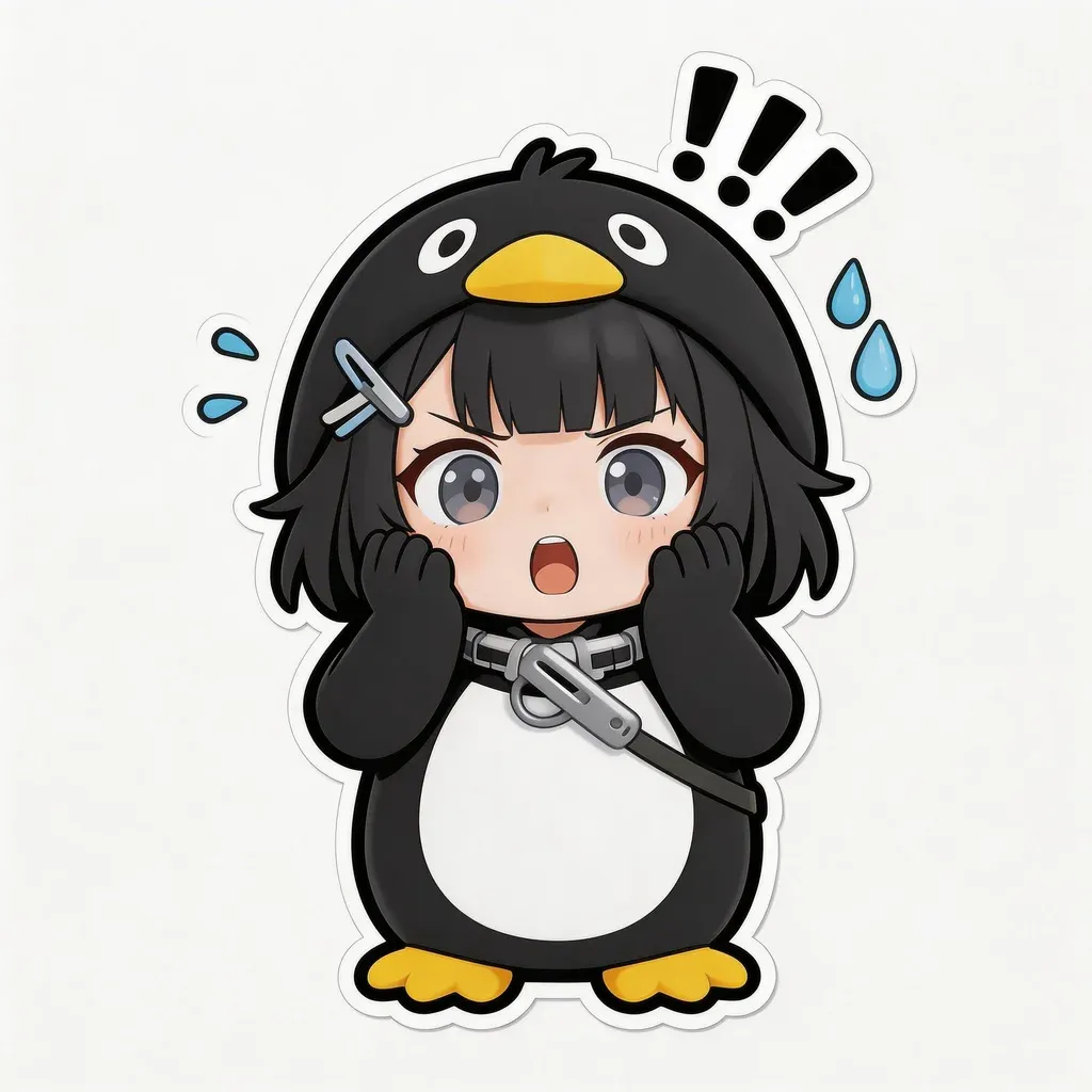Gugu Gaga Penguin surprised reaction meme — shocked wide eyes with hands on cheeks