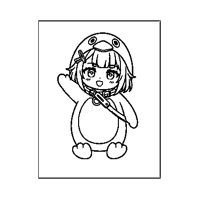 Endmin Waving — coloring page line art (Endmin saludando)