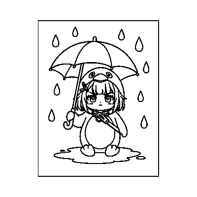Endmin Rainy Day — coloring page line art (Endmin día lluvioso)
