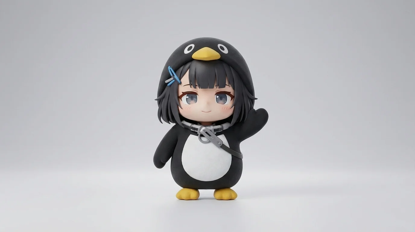 The original Gugugaga Penguin meme - chibi Endministrator in penguin costume