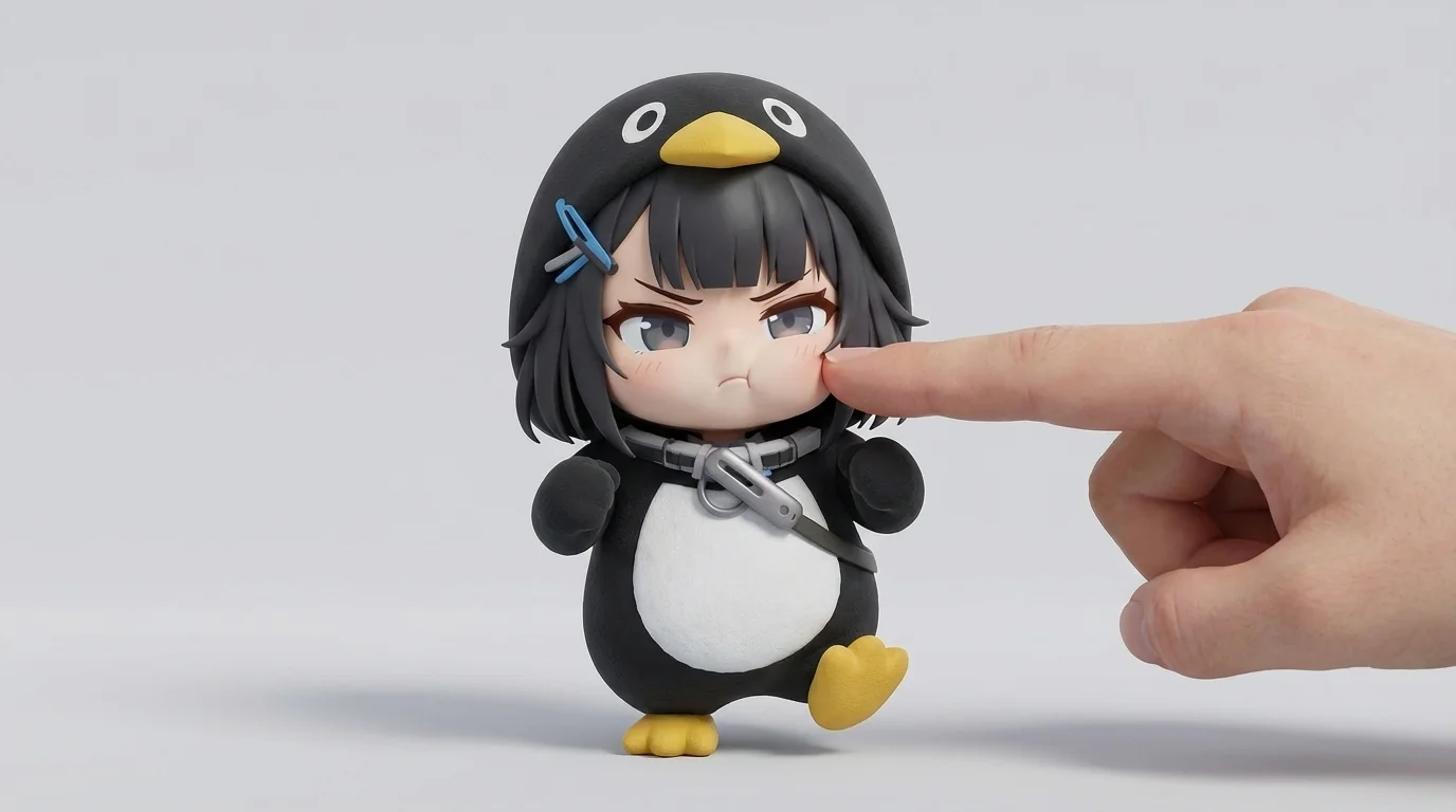 AI-generated gugugaga penguin getting angry when poked