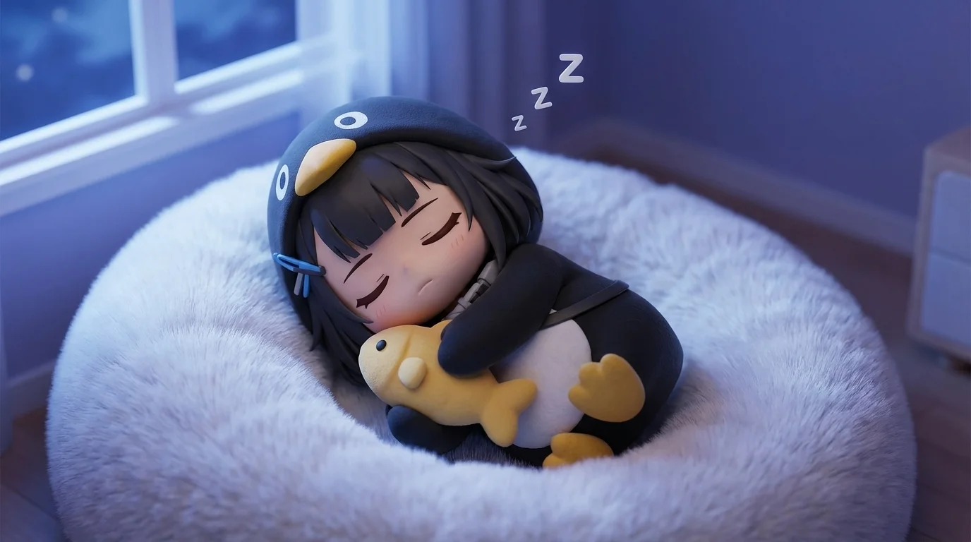 AI-generated gugugaga penguin: Sleeping